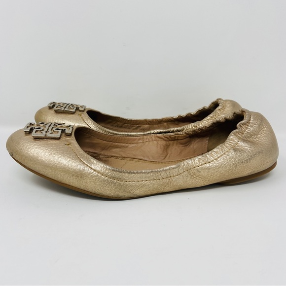 TORY BURCH Melinda Pebbled Leather Ballet Flats - Picture 2 of 9